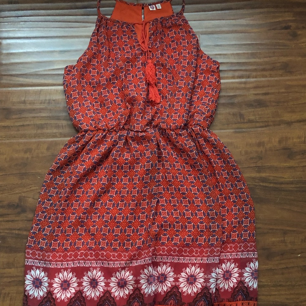 Red orange boho dress